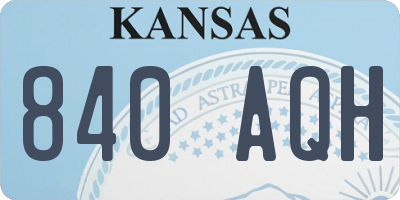 KS license plate 840AQH