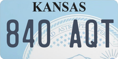 KS license plate 840AQT