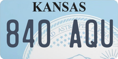 KS license plate 840AQU
