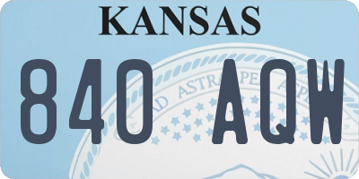 KS license plate 840AQW