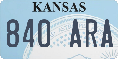 KS license plate 840ARA