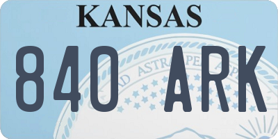 KS license plate 840ARK