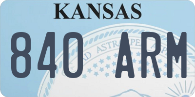KS license plate 840ARM