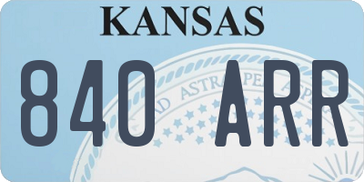 KS license plate 840ARR