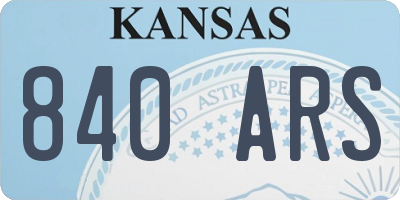 KS license plate 840ARS