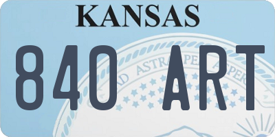 KS license plate 840ART