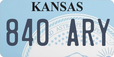 KS license plate 840ARY