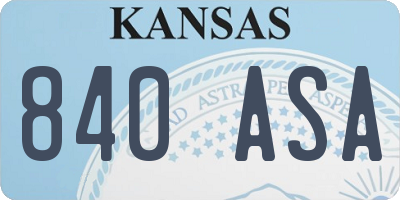 KS license plate 840ASA