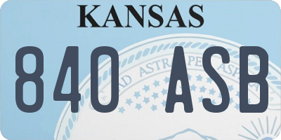 KS license plate 840ASB