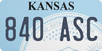 KS license plate 840ASC