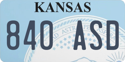 KS license plate 840ASD