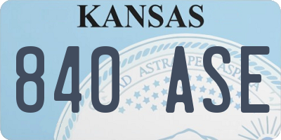 KS license plate 840ASE