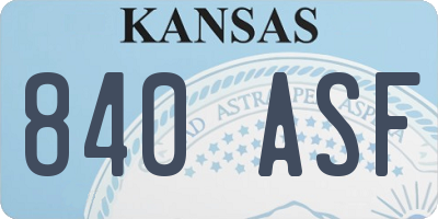 KS license plate 840ASF