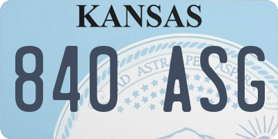 KS license plate 840ASG