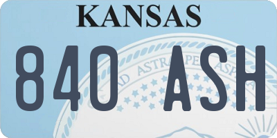 KS license plate 840ASH