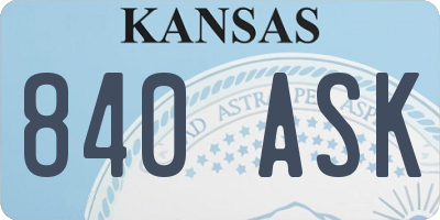 KS license plate 840ASK
