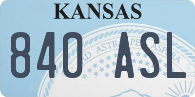 KS license plate 840ASL