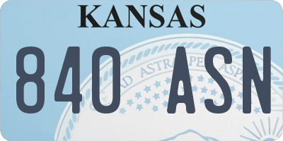 KS license plate 840ASN