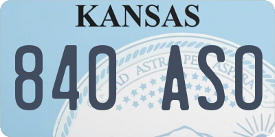 KS license plate 840ASO