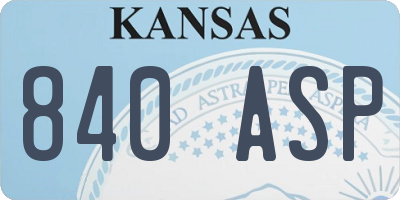 KS license plate 840ASP