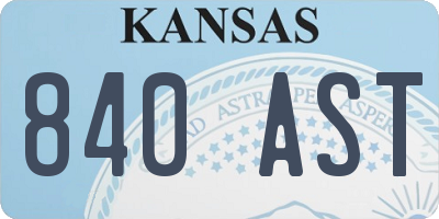 KS license plate 840AST