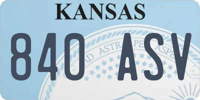 KS license plate 840ASV