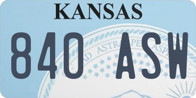 KS license plate 840ASW