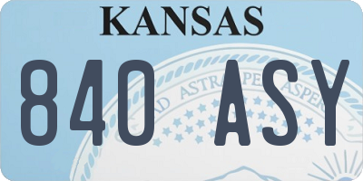 KS license plate 840ASY
