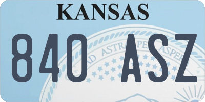 KS license plate 840ASZ