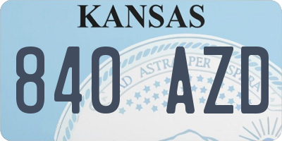 KS license plate 840AZD