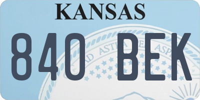 KS license plate 840BEK