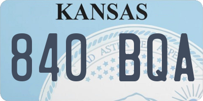 KS license plate 840BQA