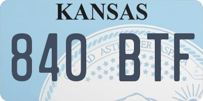 KS license plate 840BTF