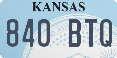 KS license plate 840BTQ