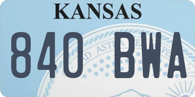 KS license plate 840BWA