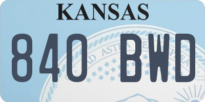 KS license plate 840BWD