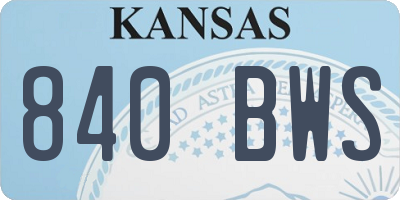 KS license plate 840BWS