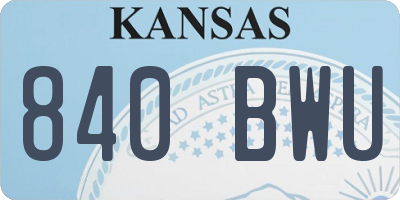 KS license plate 840BWU