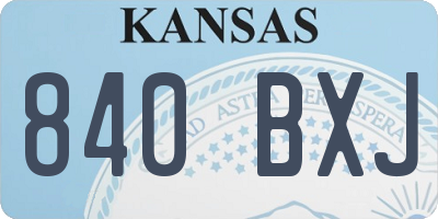 KS license plate 840BXJ