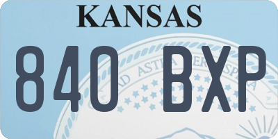 KS license plate 840BXP