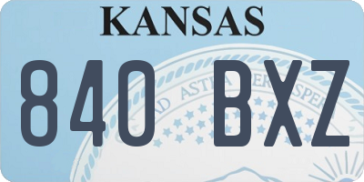 KS license plate 840BXZ