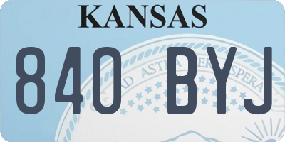 KS license plate 840BYJ