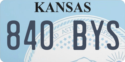 KS license plate 840BYS