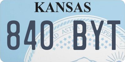 KS license plate 840BYT