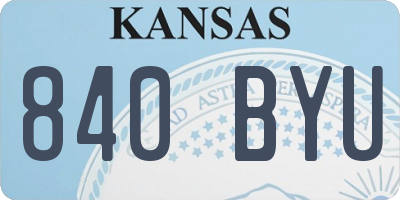 KS license plate 840BYU