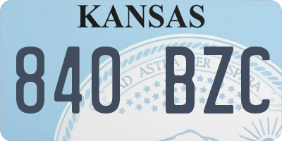 KS license plate 840BZC