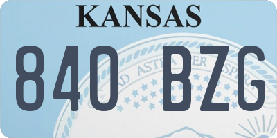 KS license plate 840BZG