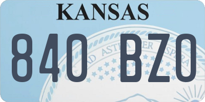 KS license plate 840BZO