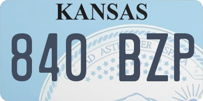 KS license plate 840BZP