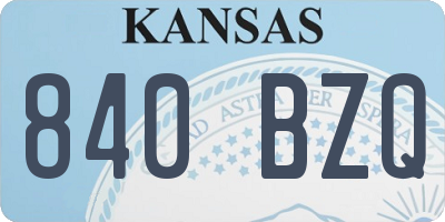 KS license plate 840BZQ